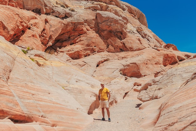 Man on trail in national park in Nevada