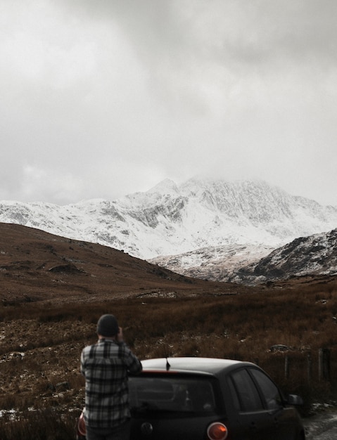 Man traveling in wild nature