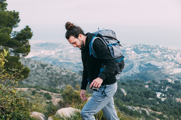 Man trekking in nature