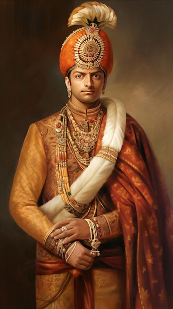 a man in a turban and a gold outfit