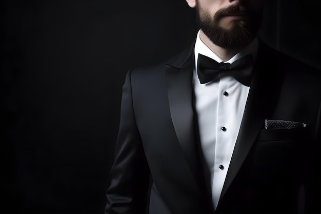 A man in a tuxedo with a bow tie