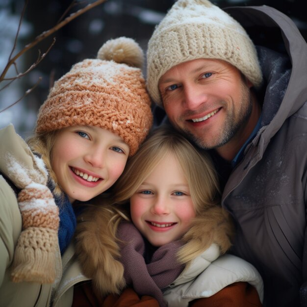 Photo a man and two children ai