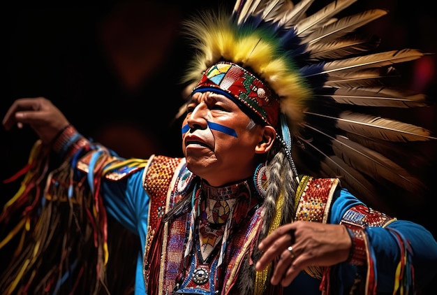 a man in the typical indian costume performs on stage