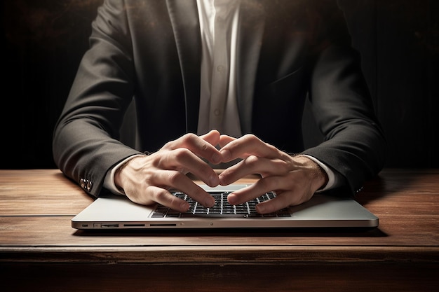 Man Typing on Laptop at the Desk