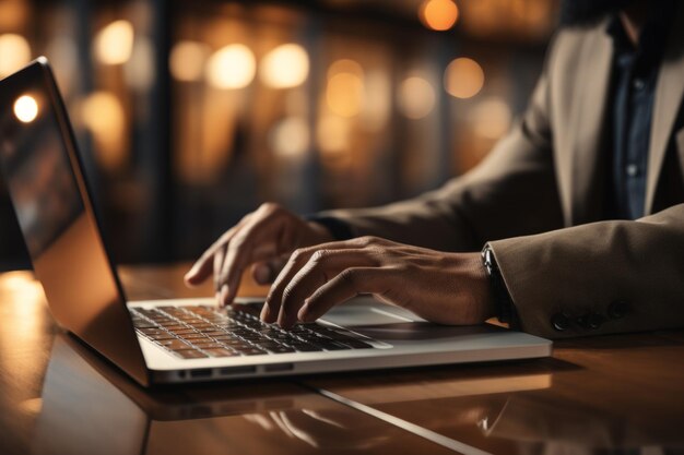 Man typing laptop working business businessman technology boss manager entrepreneur computer