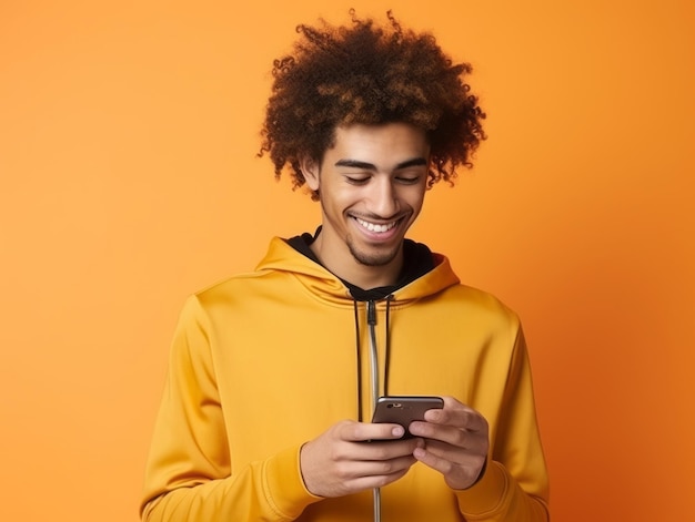 man uit Colombia die smartphone gebruikt voor online communicatie