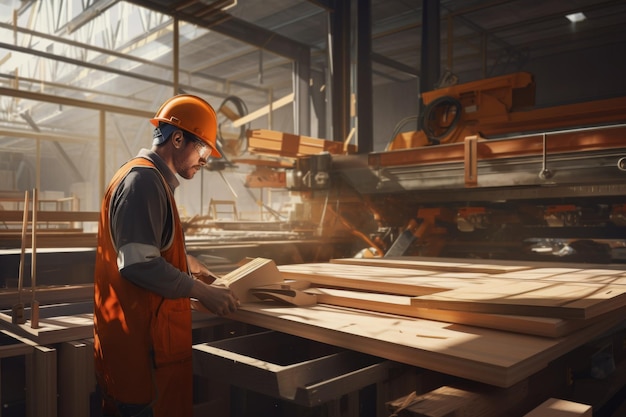 Человек в форме на лесопильном заводе работник промышленного завода строительный работник в форме