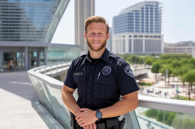 Photo a man in a uniform with the word police on his shirt