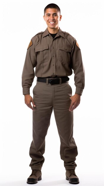 Photo a man in a uniform with the word  police  on it