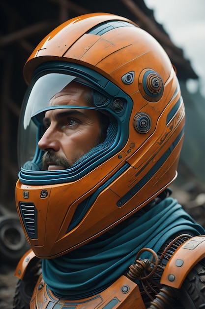 Man used helm realistic 3D render generative AI