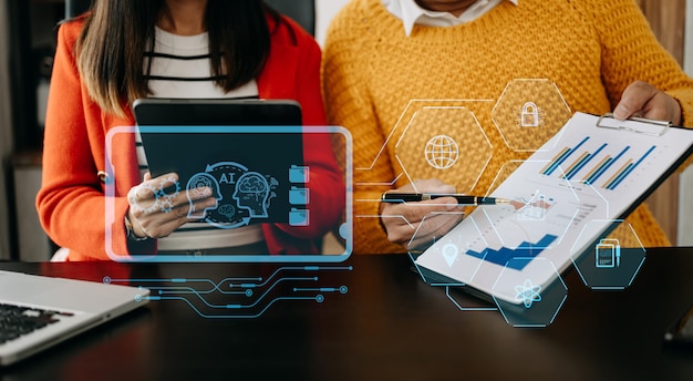 man using chatbot in computer and tablet smart intelligence aichat gpt chat with ai artificial intelligence developed by openai generate futuristic technology robot in online system