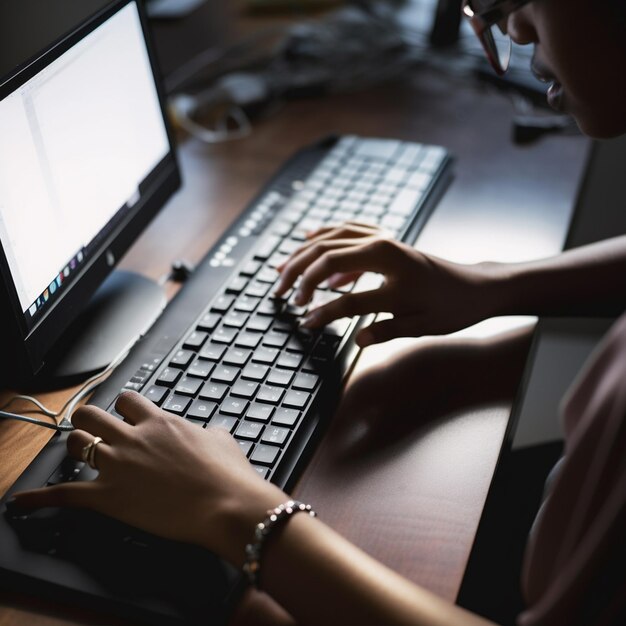 Foto un uomo che usa un computer