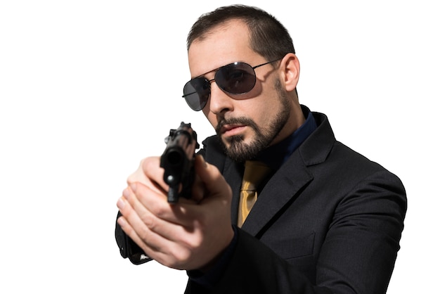 Man using a gun