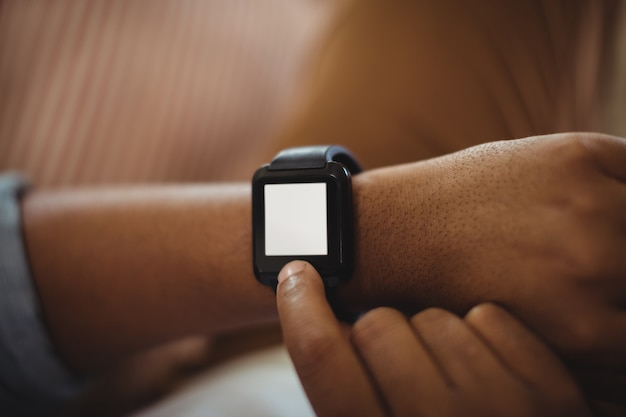 Man using his smartwatch