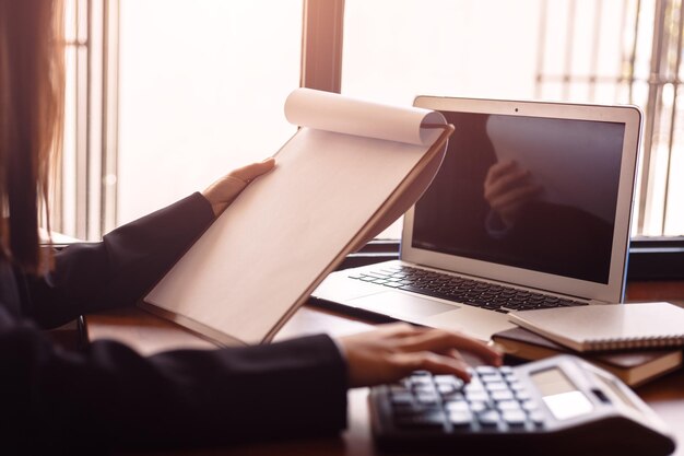 Man using laptop on table