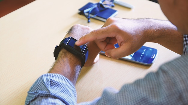 Man using smart watch