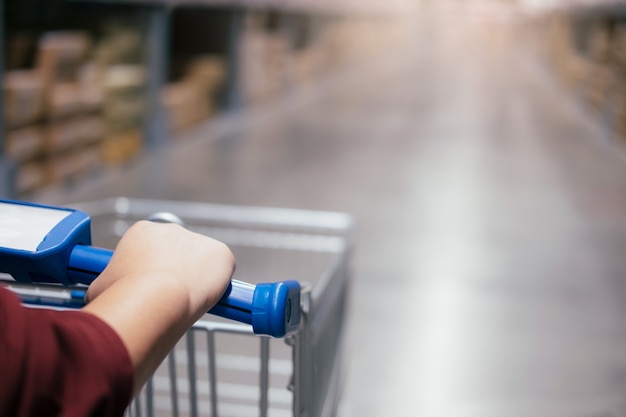 Man using trolley cart.