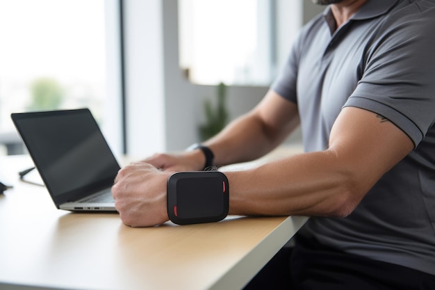 Man using wristmounted digital device