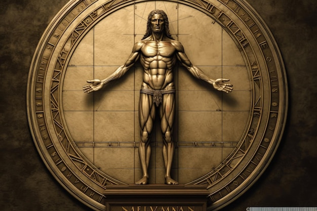 Foto man van vitruvius de moderne transformatie da vinci39s man van vitruvius leonardo da vinci italiaanse renaissance structuur geometrie anatomie model van menselijke perfectie het lichaam