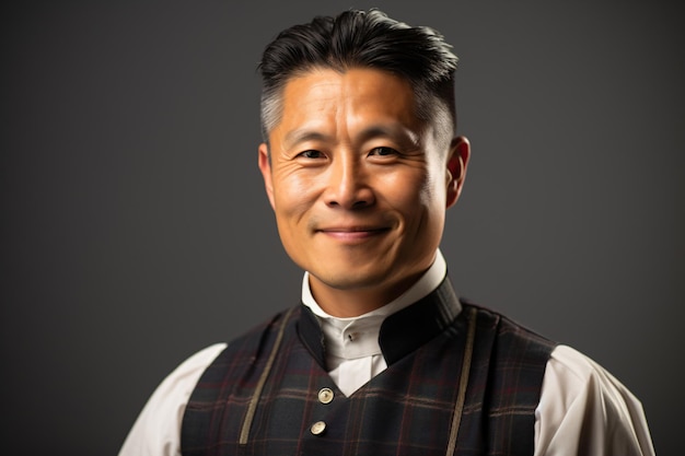 Photo a man in a vest and tie smiling