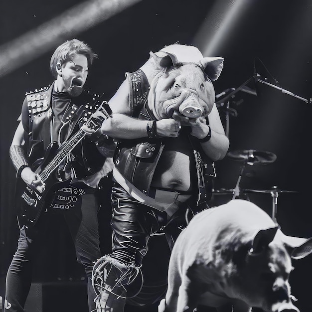 Photo a man in a vest with a pig on it