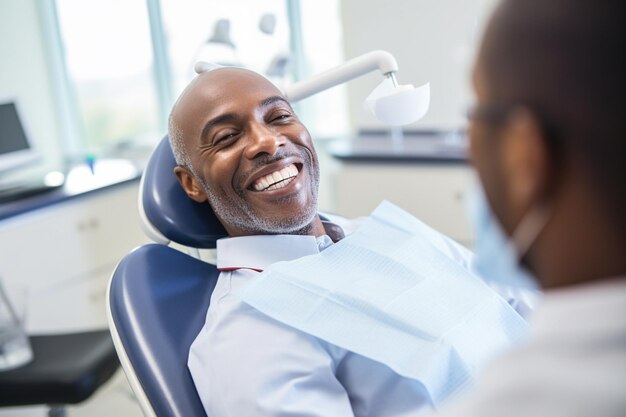 man visiting the dentist bokeh style background