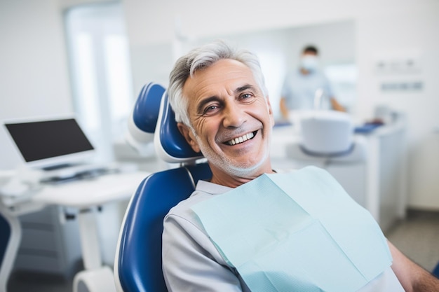 man visiting the dentist bokeh style background