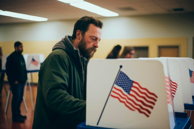 Photo man voting in usa