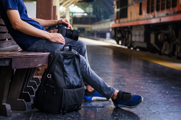 Man waiting sitting at the airport