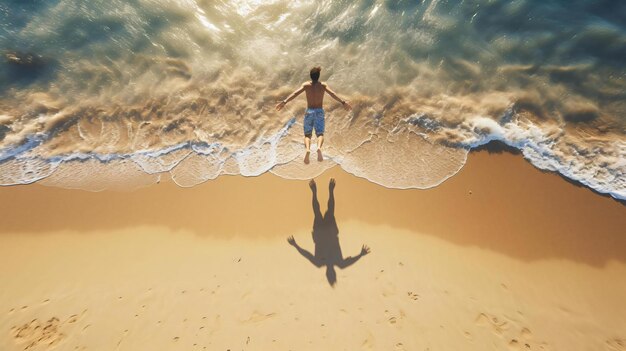 A man walking on a beach