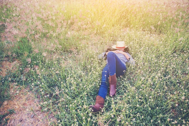 Man walking on field