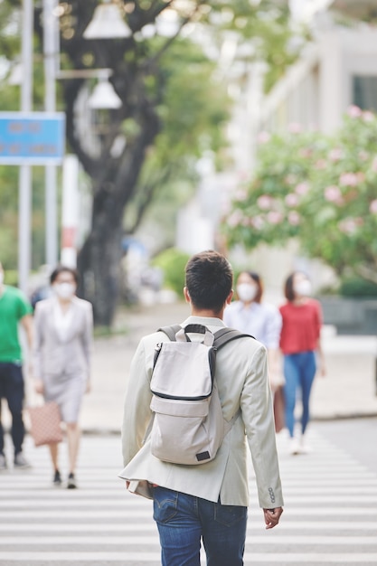 Man walking in infected city