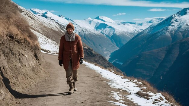 Man walking in the mountain