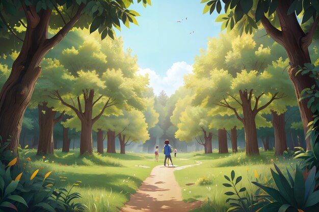 a man walking through the forest