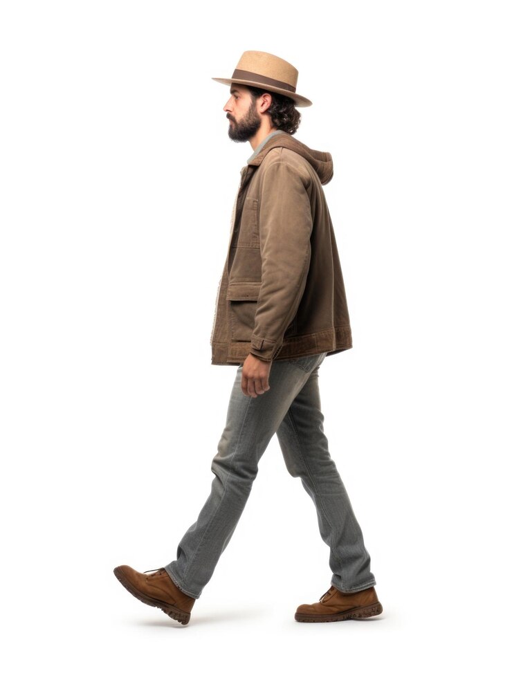 Photo a man walking in white background