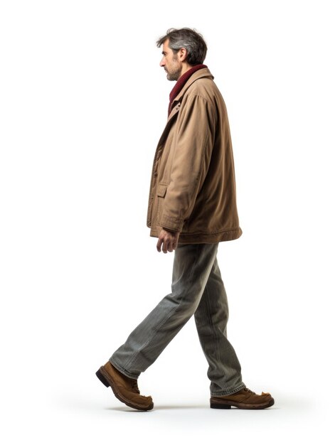 Photo a man walking in white background