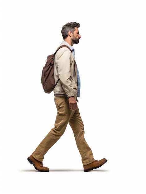 Photo a man walking in white background