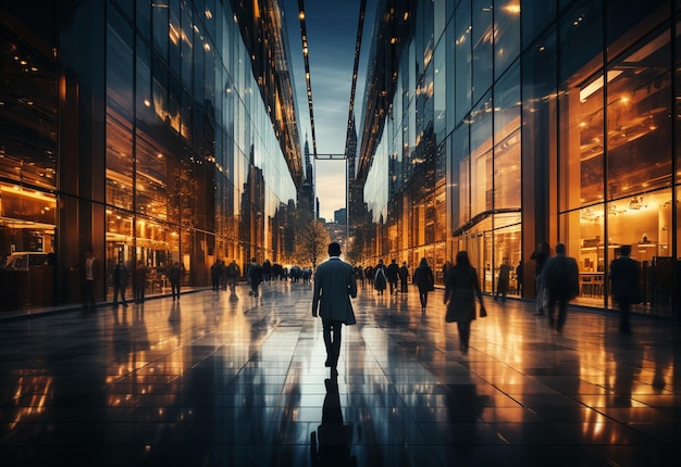 a man walks down a street in the city.