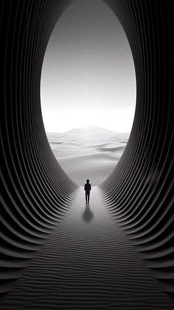 Photo a man walks through a tunnel that has a man in the middle