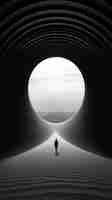 Photo a man walks in a tunnel that has a man in front of it