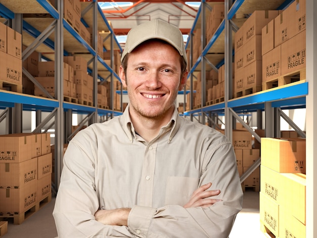 Man in warehouse