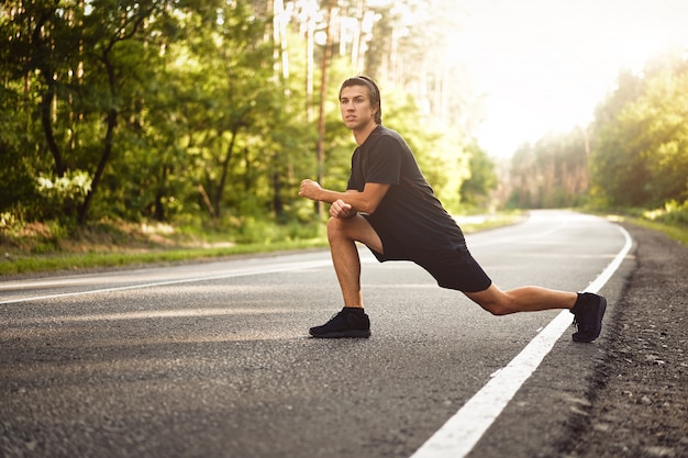 man warming up outdoor                               