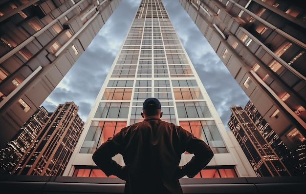 A man watching the buildings