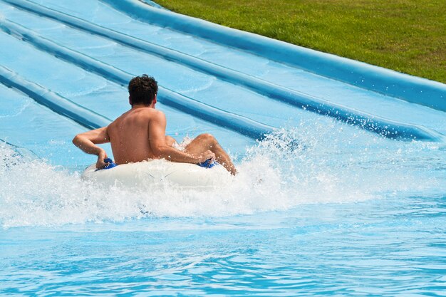 Man in water park