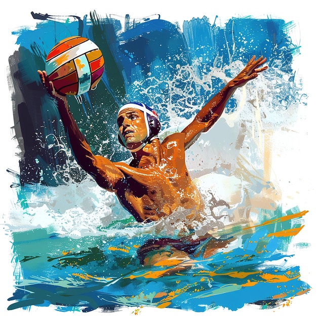 a man in the water with a volleyball in his hand