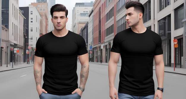 Premium AI Image | Man wear black tshirt for mockup