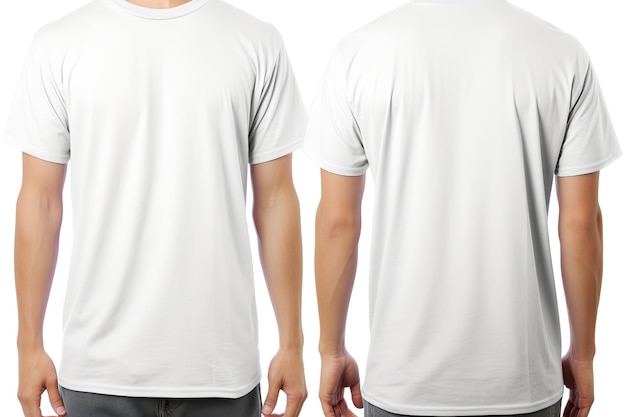 Photo man wearing blank white t shirt front and back