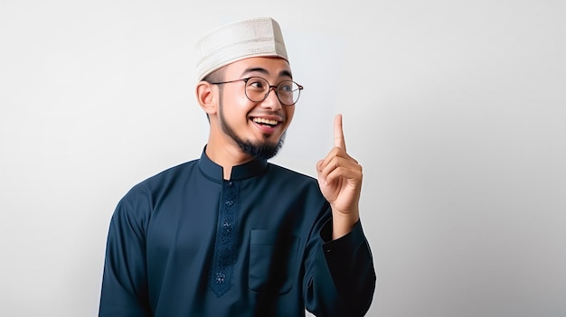 Photo a man wearing a blue outfit with a white background and a white wall behind him.