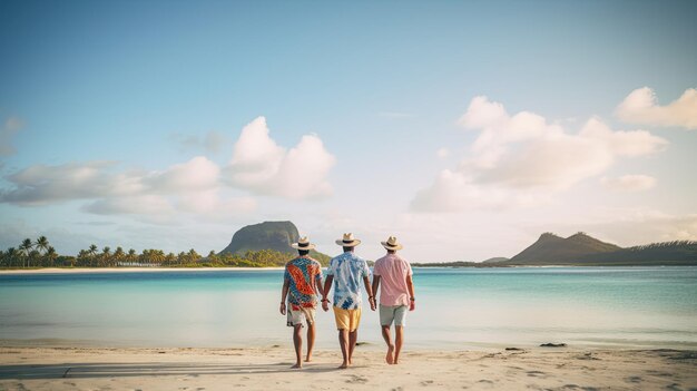 a man wearing casual clothes standing looking at the beach