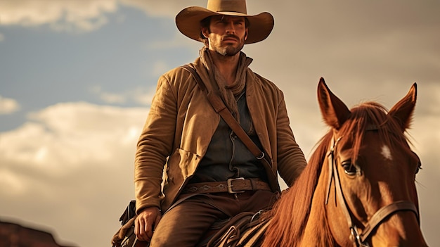 A man wearing a cowboy hat sits on a horse.